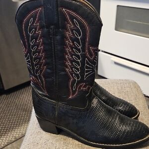 Durango Black Cowboy Boots with Red Embroidery
